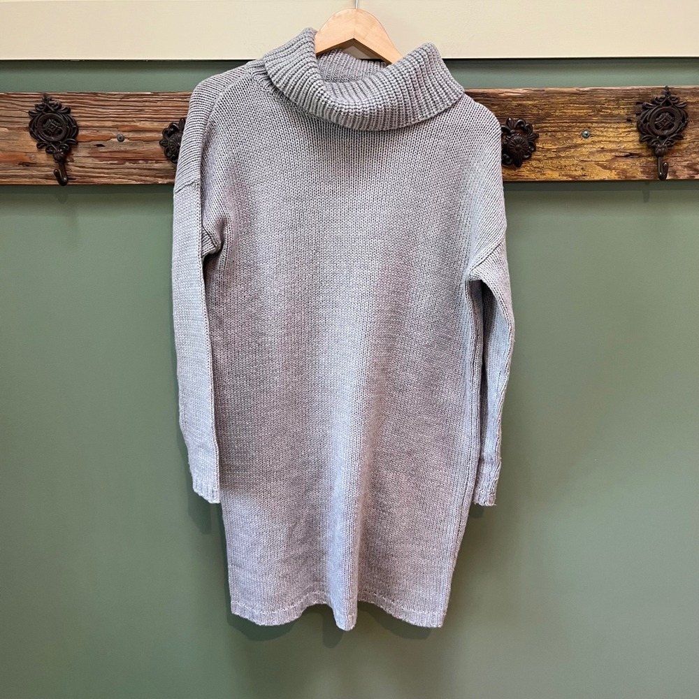 Anthropologie Gray Cowl Neck Split Back Tunic Sweater Womens Small